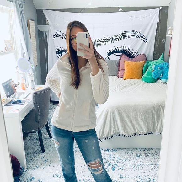 Fuzzy Zip-Up Sweatshirt - Picture 1 of 8